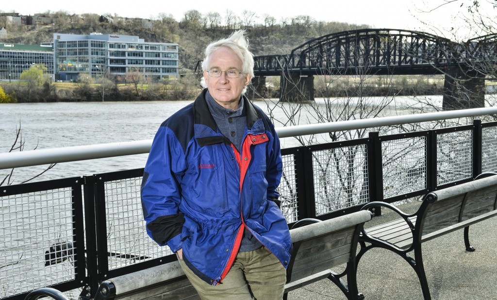 Former Pittsburgh Mayor Tom Murphy sits along the waterfront he saw developed on land where steelworkers once came to their jobs.  His father used to sit on the bridge to have his lunch everyday when he worked in the steel mills.  John Rennison, Hamilton Spectator 